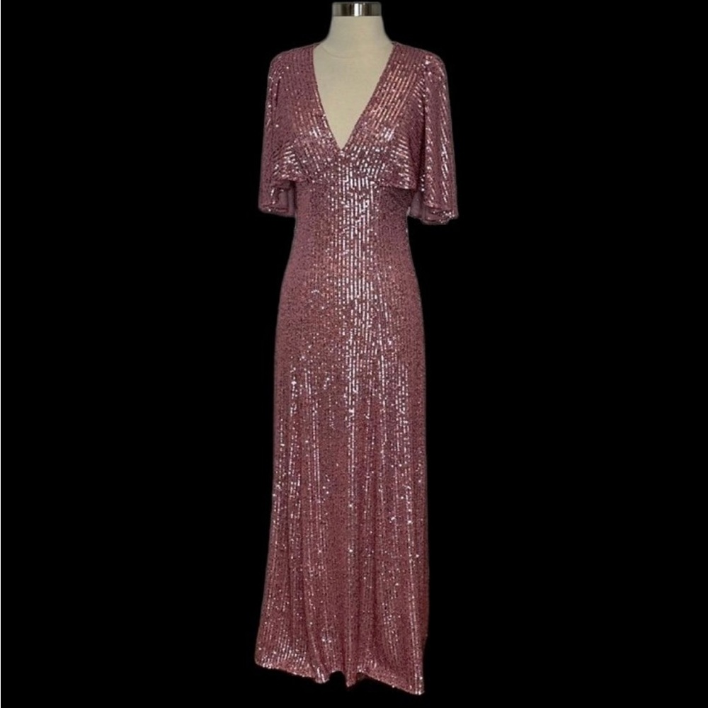 BNWT Three Floor pink sequined gown -sample size 2/4. Gorgeous! MSRP $400+